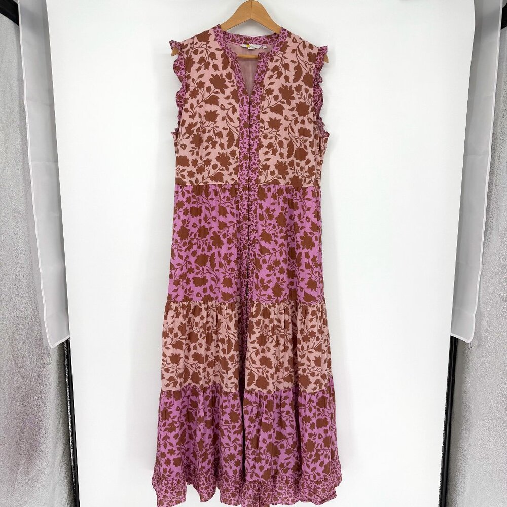 Boden Pink and Brown Floral Maxi Dress